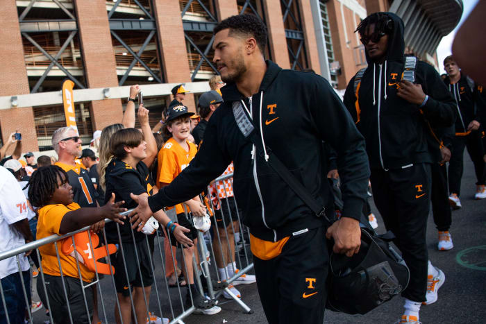 Tennessee Volunteers WR Bru McCoy before the game against South Carolina. (Photo by Brianna Paciorka of the News Sentinel)
